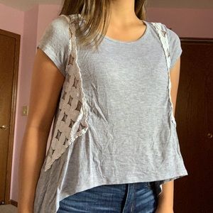 Grey T-Shirt with Lace